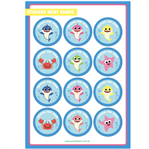 Stickers plancha Baby Shark redondas 12s 1u